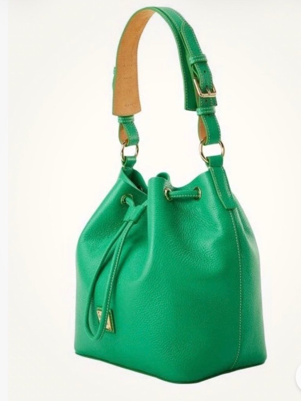 Dooney & Burke Drawstring Shoulder Bucket Bag Lucca Leather Kelly Grass Green - Picture 6 of 8